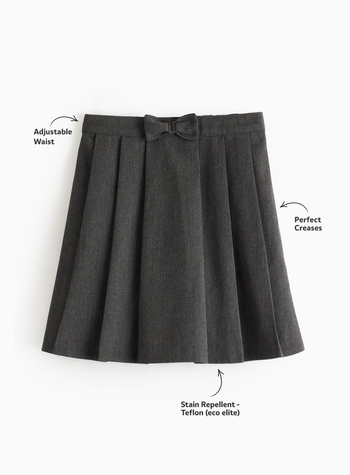 Grey Pleated Bow Detail Skirt 3 years - Image 3 thumbnail