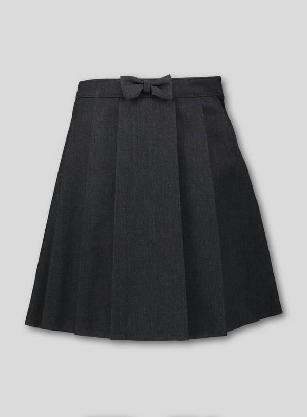 Grey Pleated Bow School Skirt - 8 years