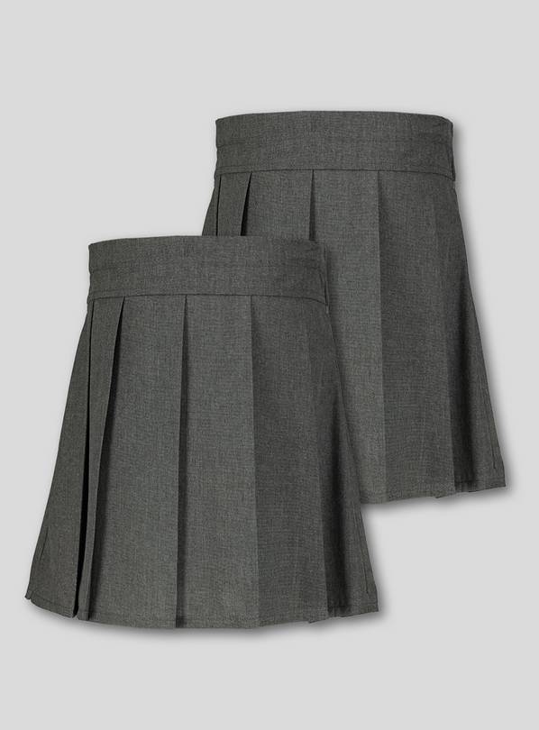 Grey Permanent Pleat Skirts 2 Pack - 8 years