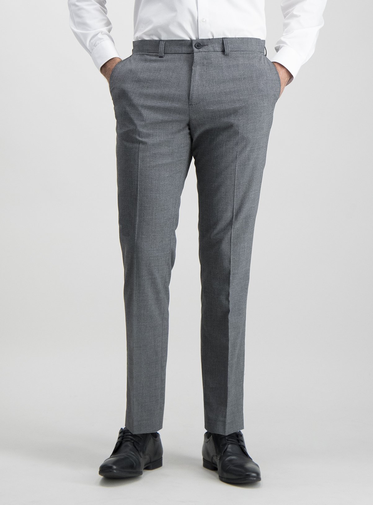 Grey Texture Slim Fit Trousers With Stretch Review