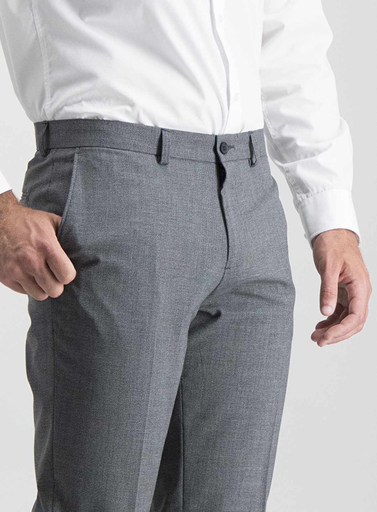 Grey Texture Slim Fit Trousers With Stretch Review