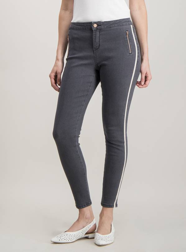 Grey Fashion Stripe Skinny Jeans - 20S