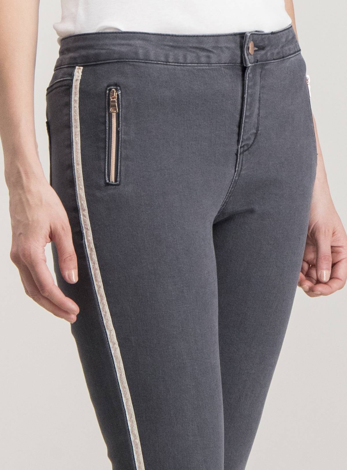 SKU: Core Fashion Side Stripe Zip Skinny G3:Grey:20S - Image 2