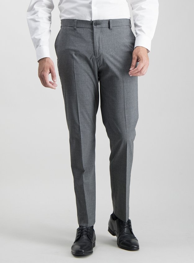 Menswear Grey Texture Tailored Fit Trousers With Stretch Tu Clothing