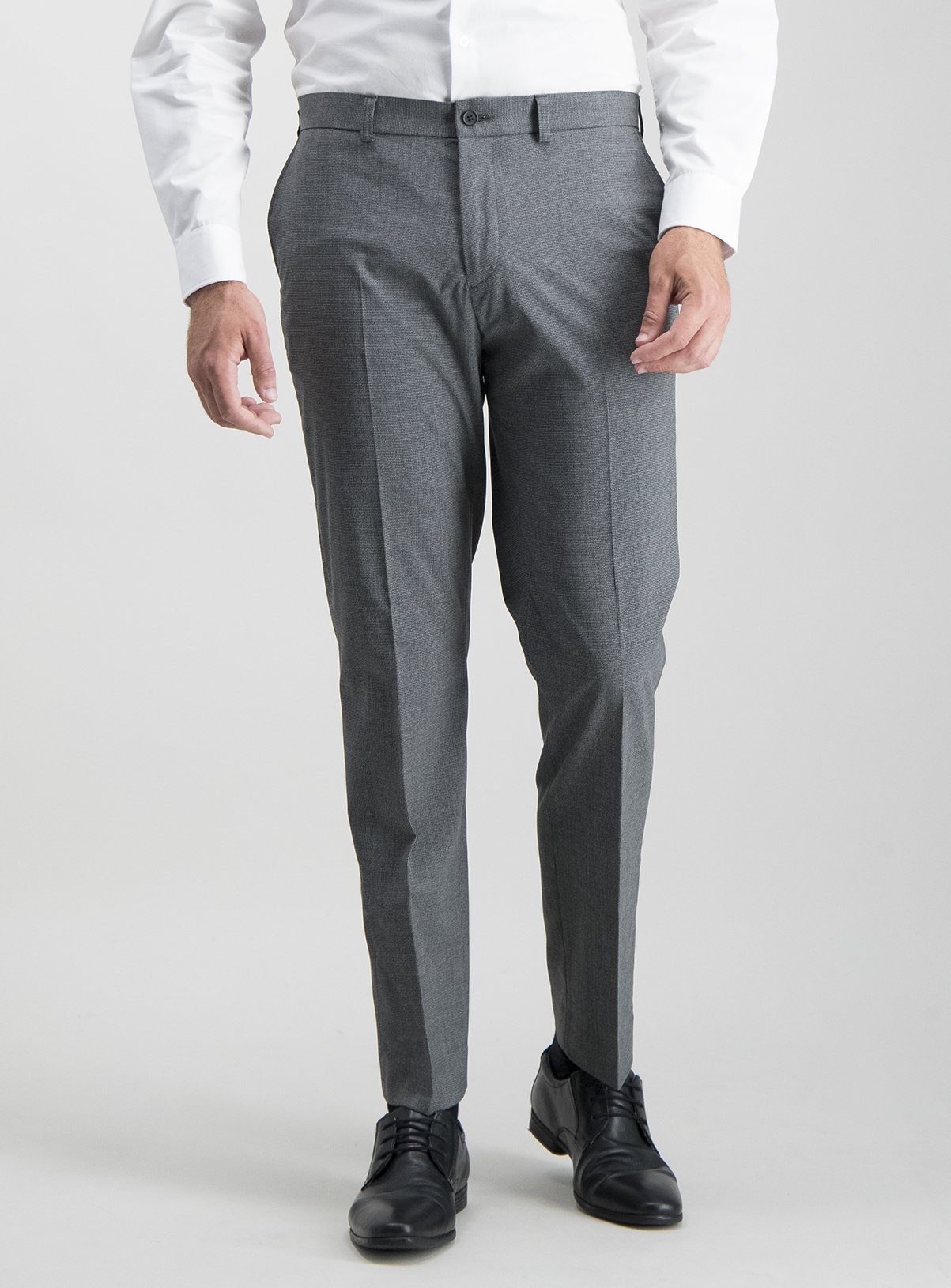 Grey Texture Tailored Fit Trousers With Stretch Review