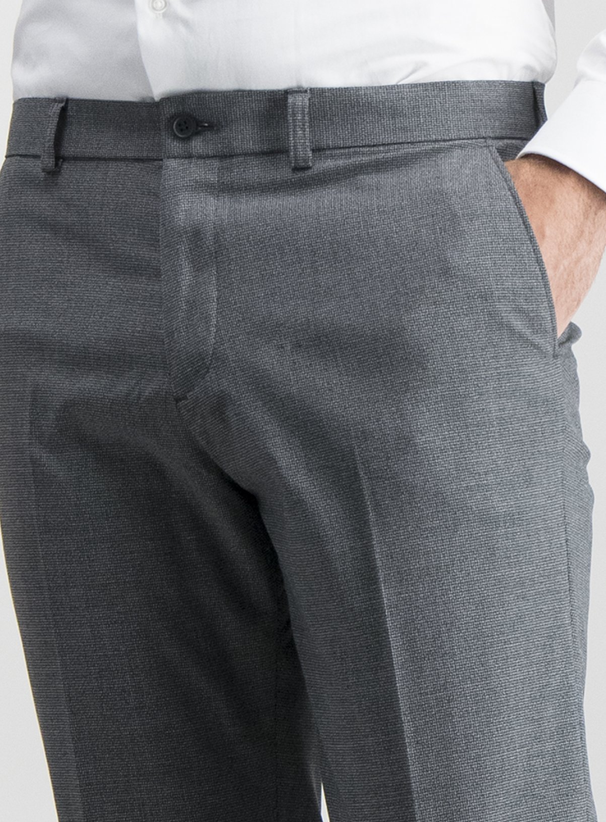 Grey Texture Tailored Fit Trousers With Stretch Review