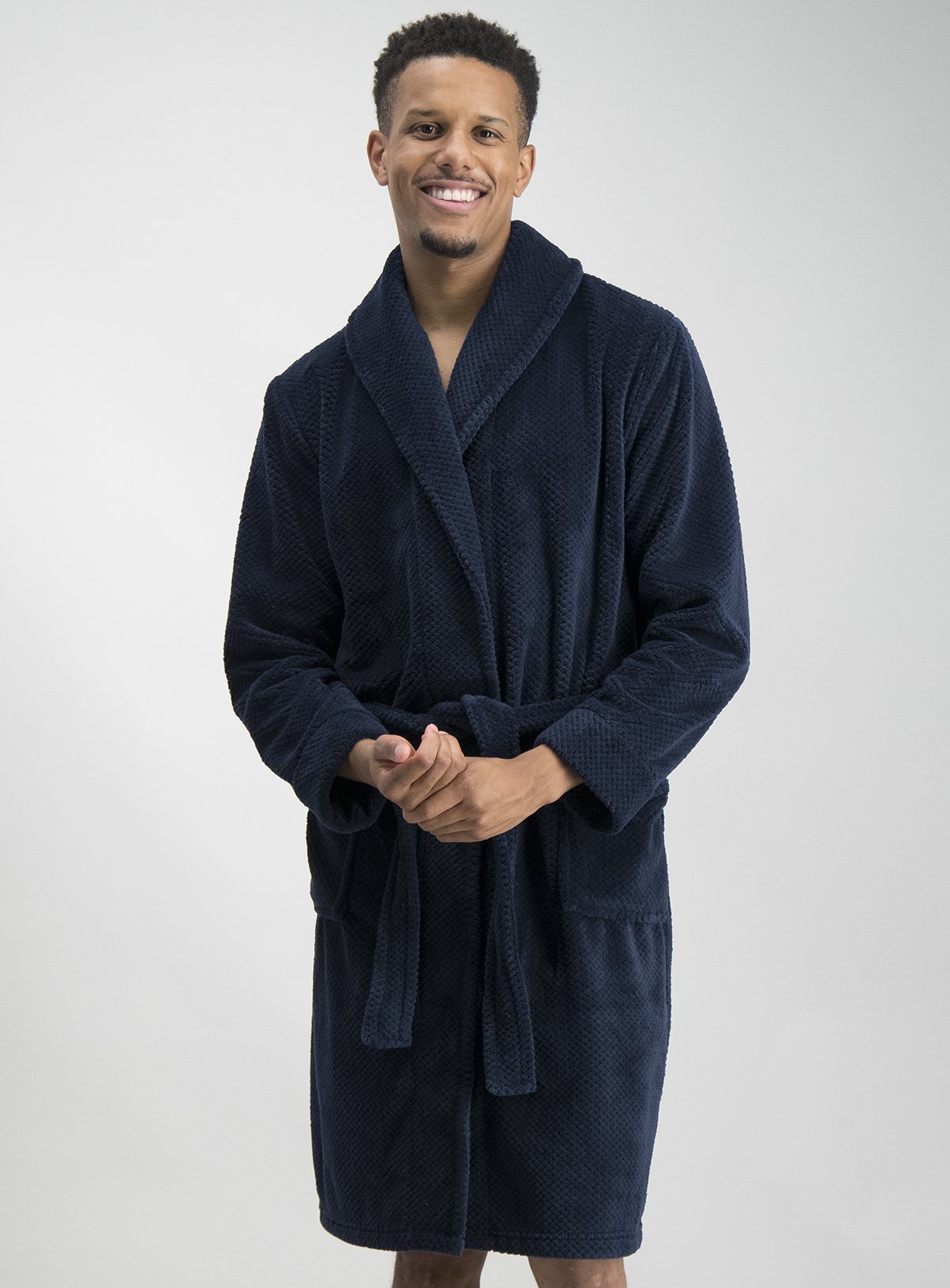 Navy Blue Textured Dressing Gown Review