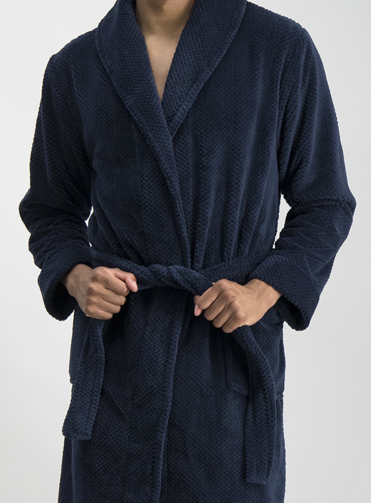 Navy Blue Textured Dressing Gown Review