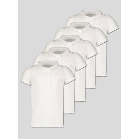 White Polo Shirts 5 Pack - 9 years