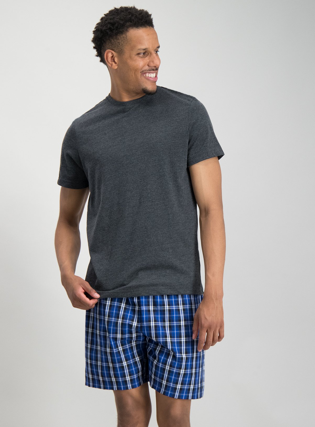 Charcoal & Cobalt Blue Check Shortie Pyjamas Review