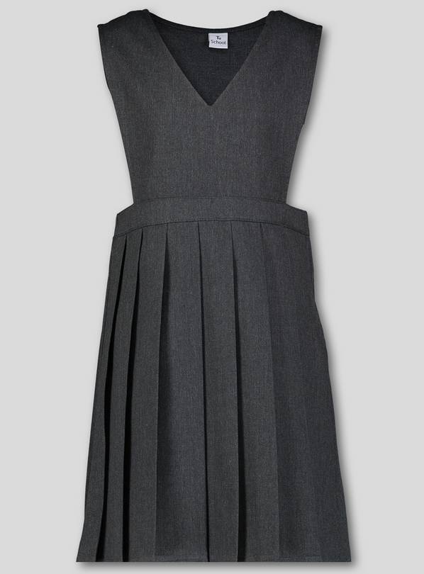 Grey V-Neck Pleated Pinafore Dress 12 years