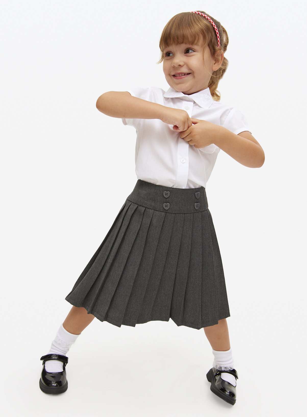 Grey Grey Heart Button Small Pleated Skirt (3 Years) - Tu by Sainsbury's