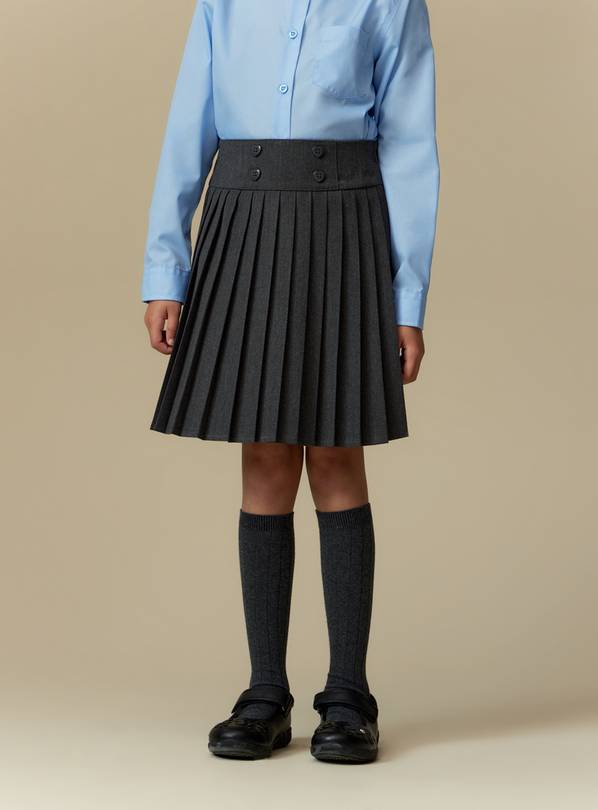 Girls' Black Senior Plus Fit Permanent Pleats School Skirt