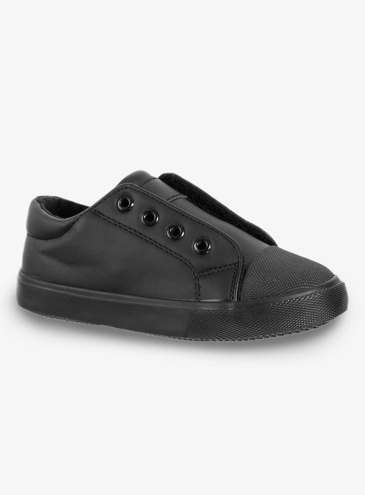 black leather look trainers