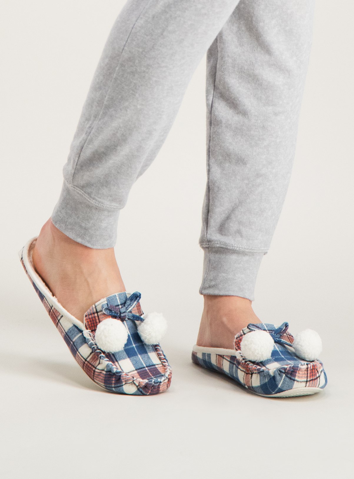 Multicoloured Check Moccassin Mule Slippers Review