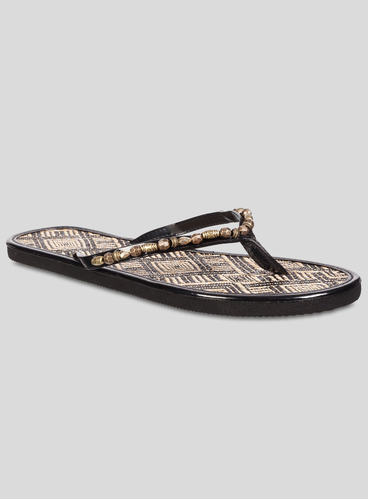 black seagrass flip flops