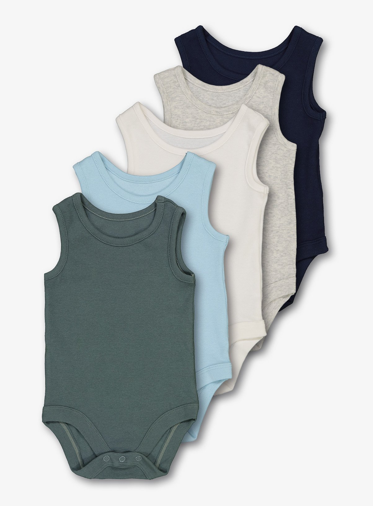 Baby Multicoloured Rib Plain Bodysuits 