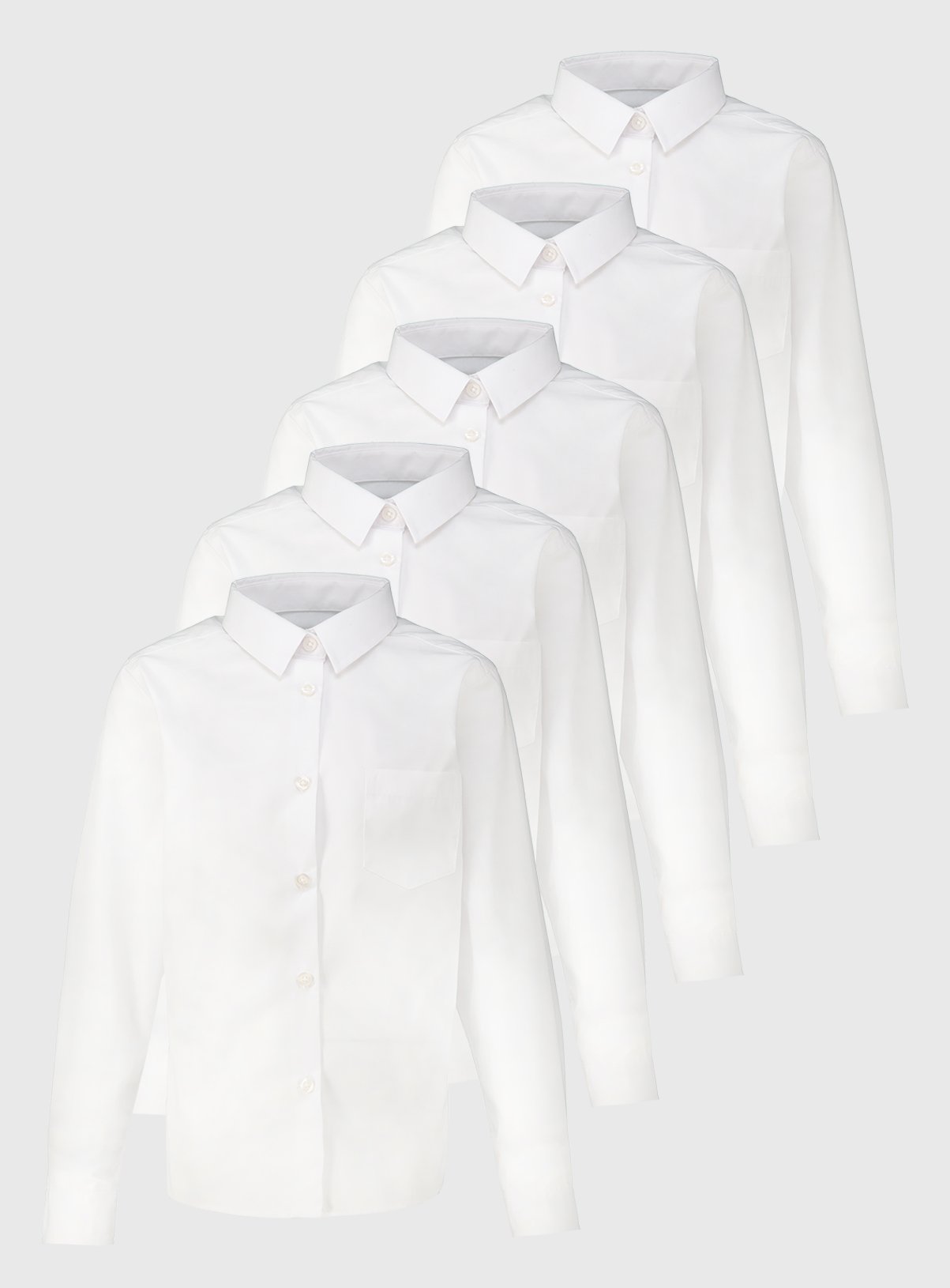 5 Pack Long Sleeve White Shirts 15 years