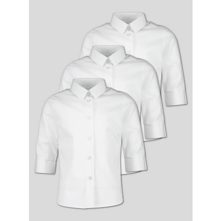 White 3/4 Length School Blouse 3 Pack - 3 years