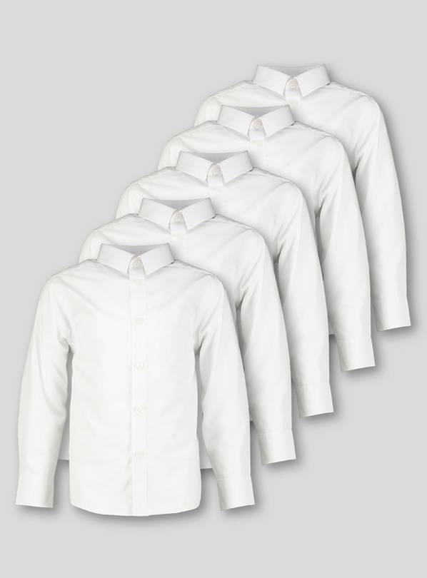 White Long Sleeve Regular Fit Shirt 5 Pack - 14 years