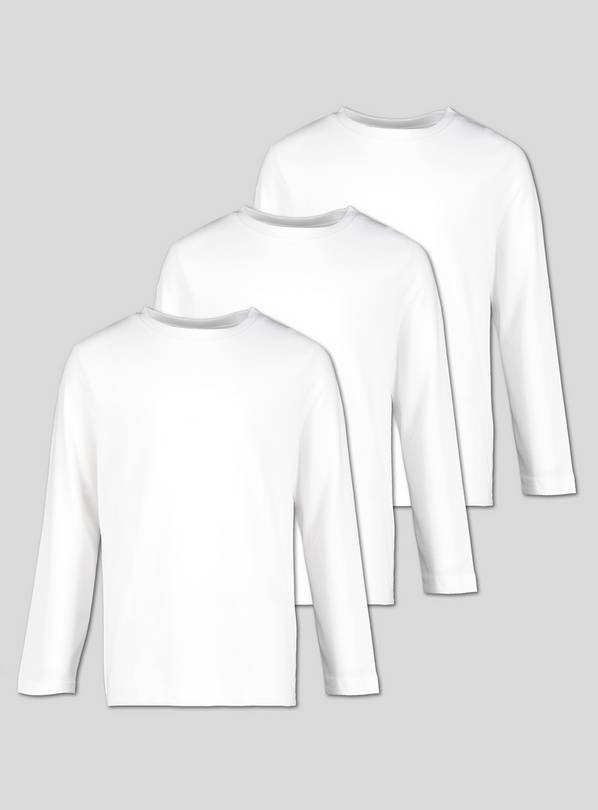 White Unisex Crew Neck Long Sleeve T-Shirt 3 years