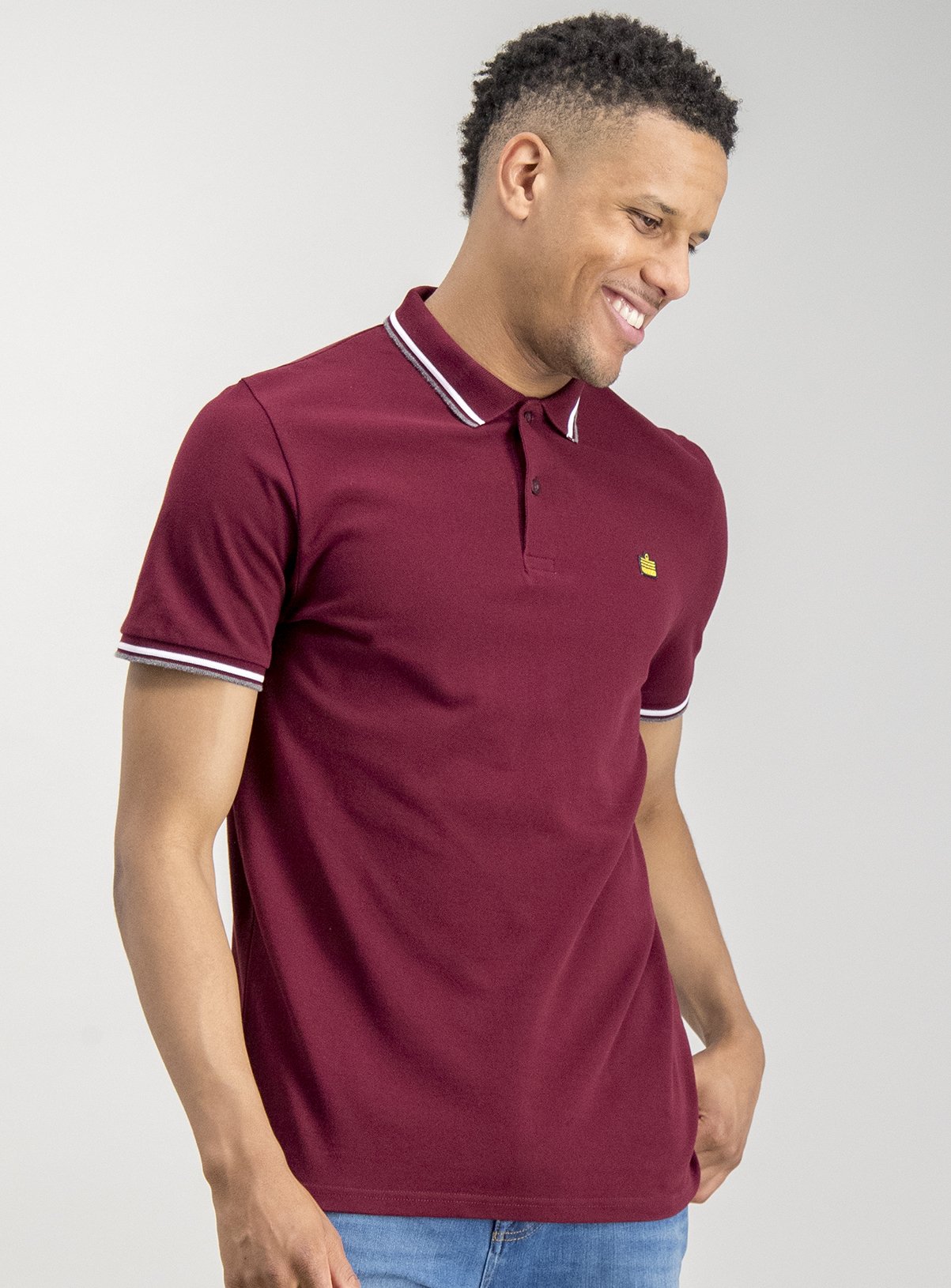 ADMIRAL Burgundy Tipped Short Sleeve Cotton Polo Review