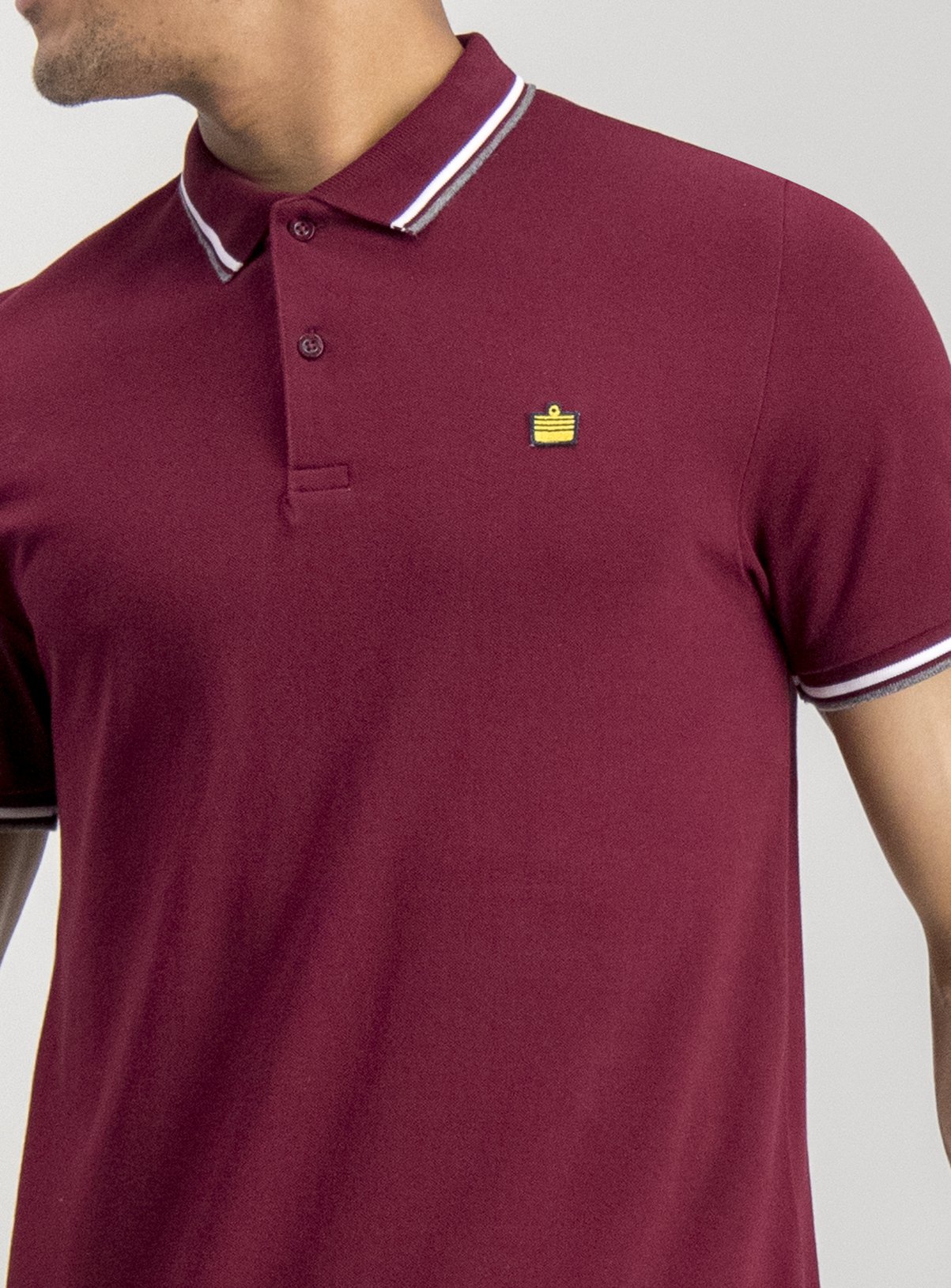 ADMIRAL Burgundy Tipped Short Sleeve Cotton Polo Review