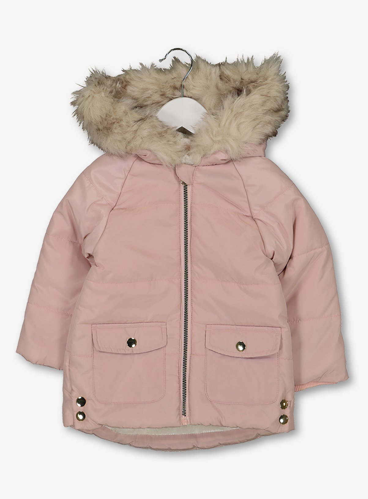 pink padded jacket with hood
