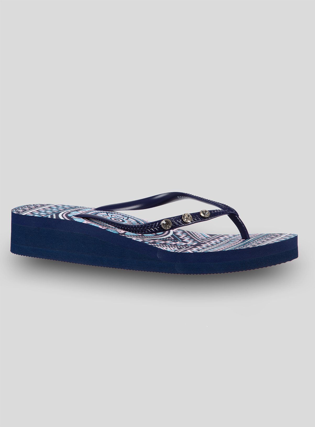 Navy Tile Print Wedge Flip-Flops Review