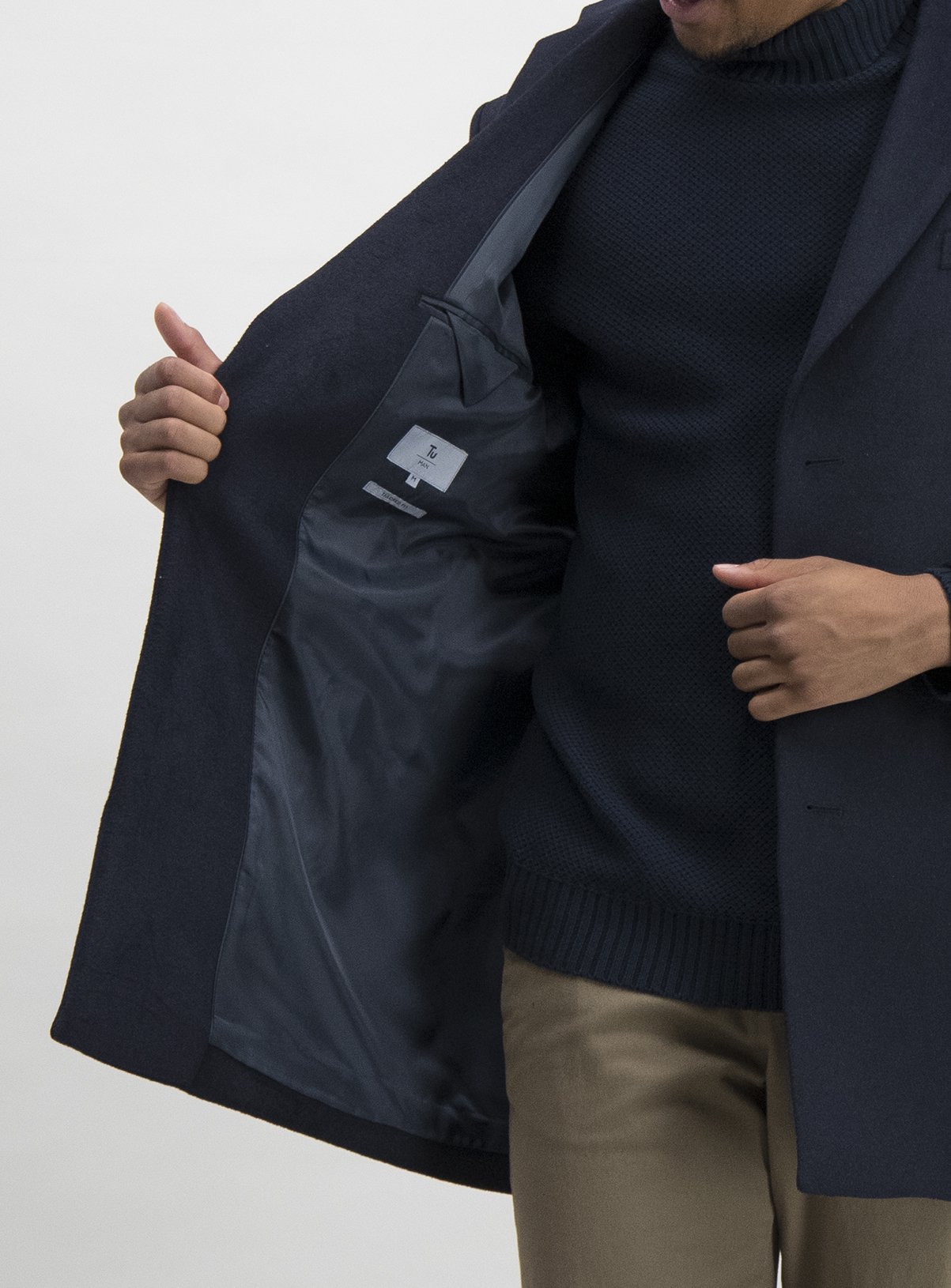 Navy Tailored Fit Overcoat With Wool Review