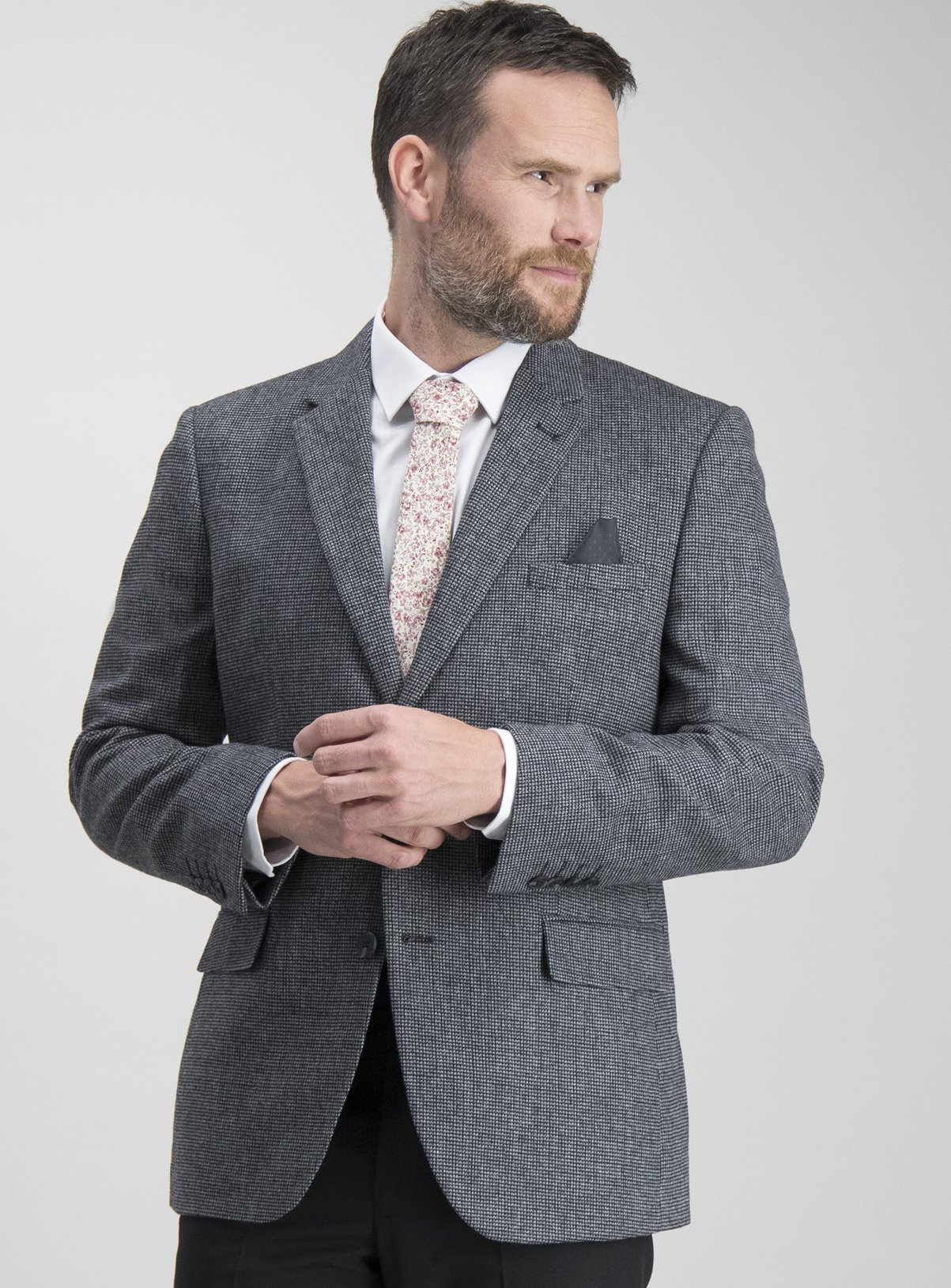 Charcoal Textured Tailored Fit Wool Blend Jacket Review