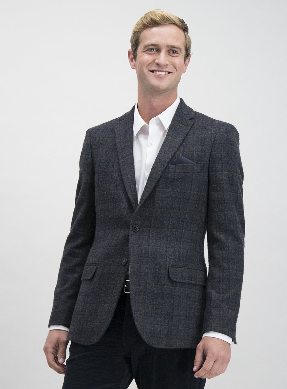 Grey Check Wool Blend Slim Fit Suit Jacket Review