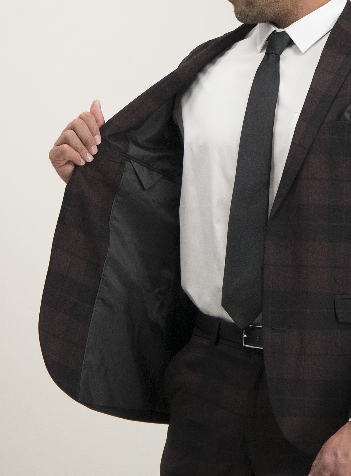 Burgundy & Black Check Plaid Slim Fit Suit Jacket Review