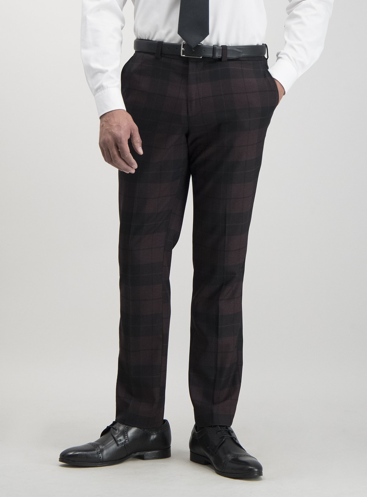 Burgundy & Black Plaid Slim Fit Suit Trousers Review