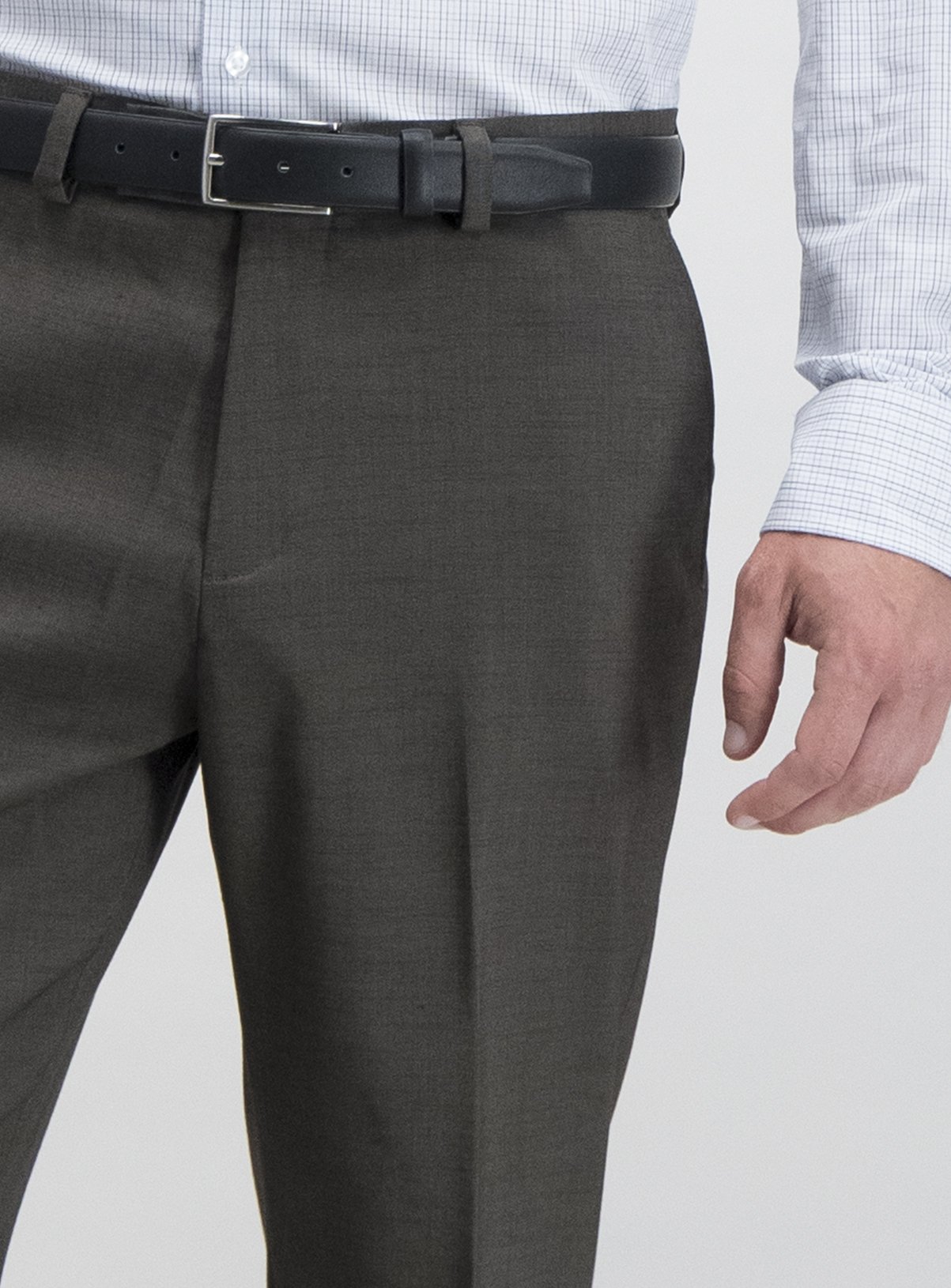 Brown Textured Tailored Fit Trousers With Stretch Review