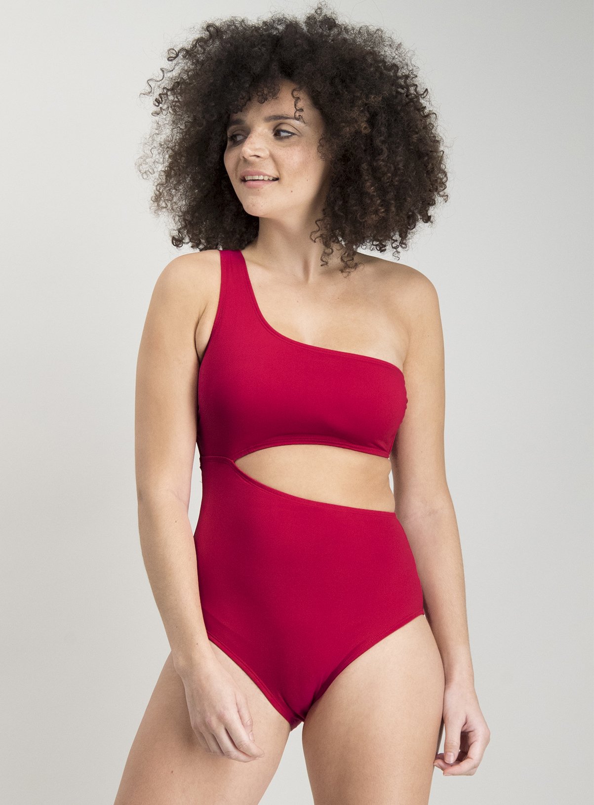 red cut out swimsuit