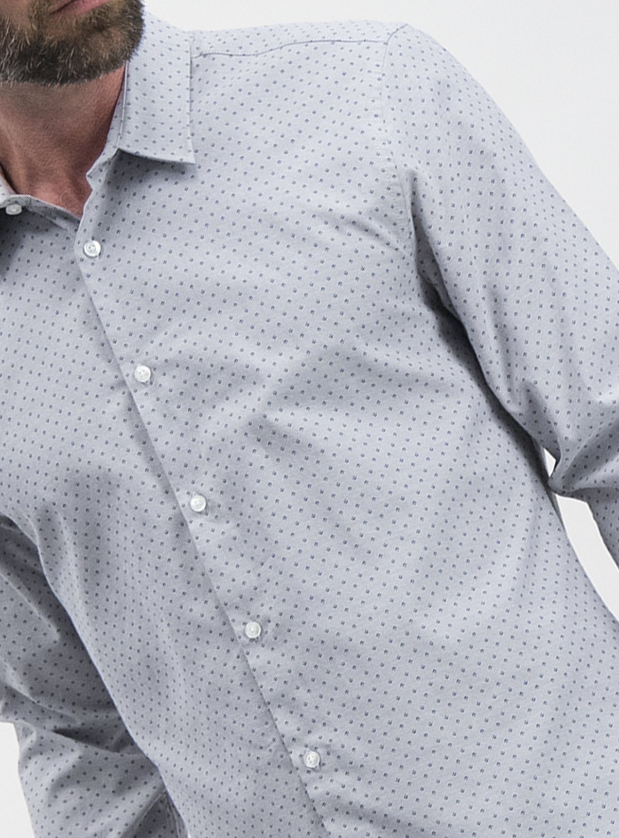 Grey Geometric Print Slim Fit Long Sleeve Shirt Review