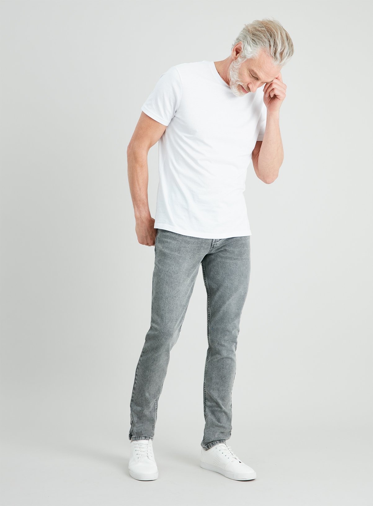 Light Grey Textured Wash Skinny Denim Jeans With Stretch Review