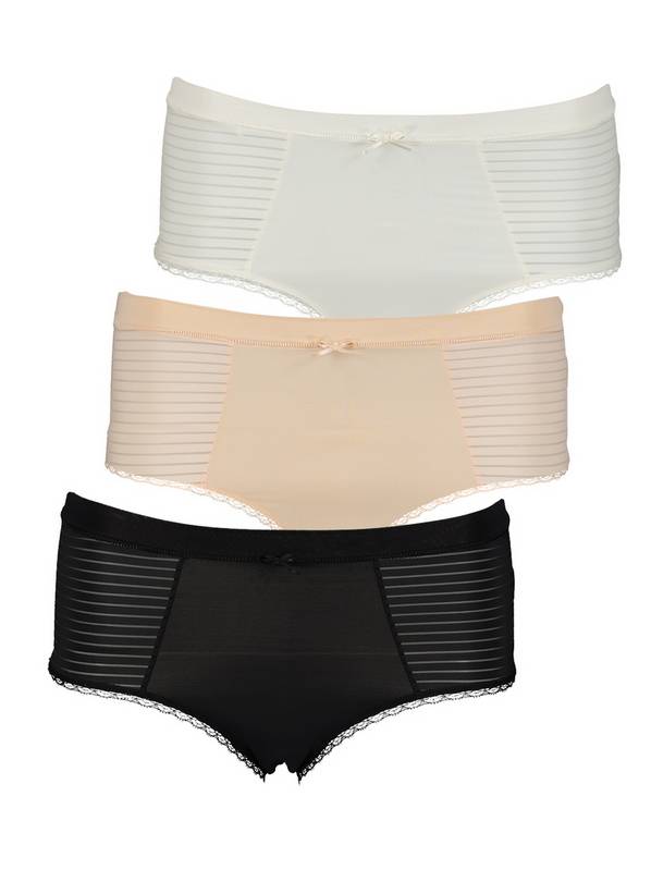 Buy Multicoloured Microfibre Side Stripe Midi Knicker 3 Pack 1
