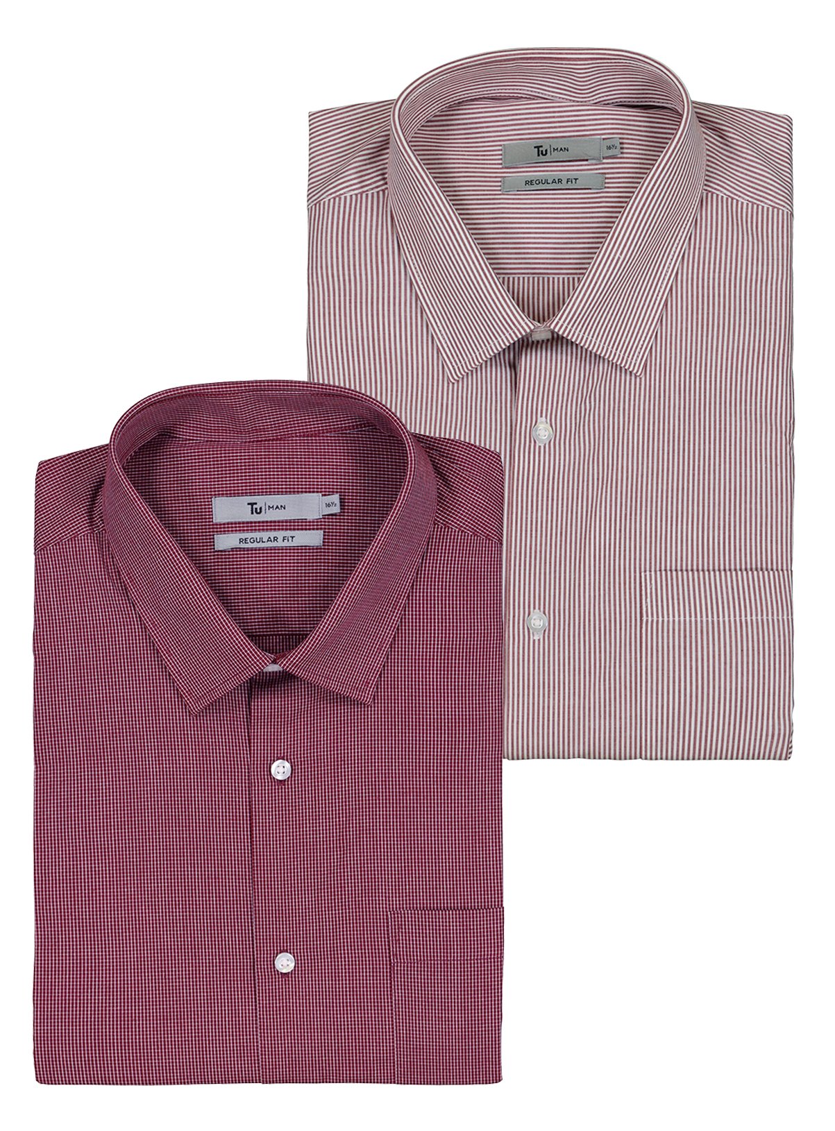 Burgundy Long Sleeve Easy Iron Regular Fit Shirts 2 Pack Review