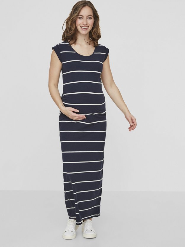 Womens Mamalicious Maternity Navy Stripe Jersey Maxi Dress Tu Clothing