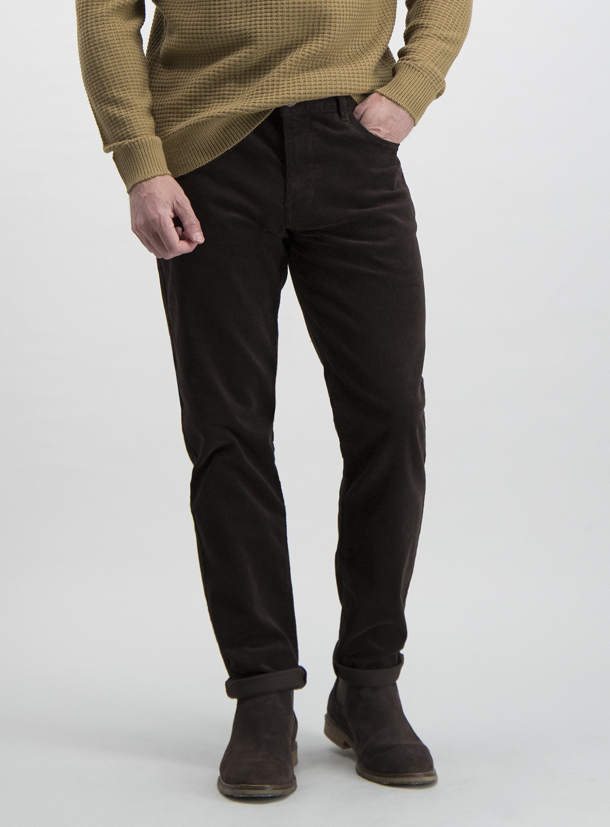 Brown Slim Fit 5 Pocket Corduroy Trousers With Stretch Review