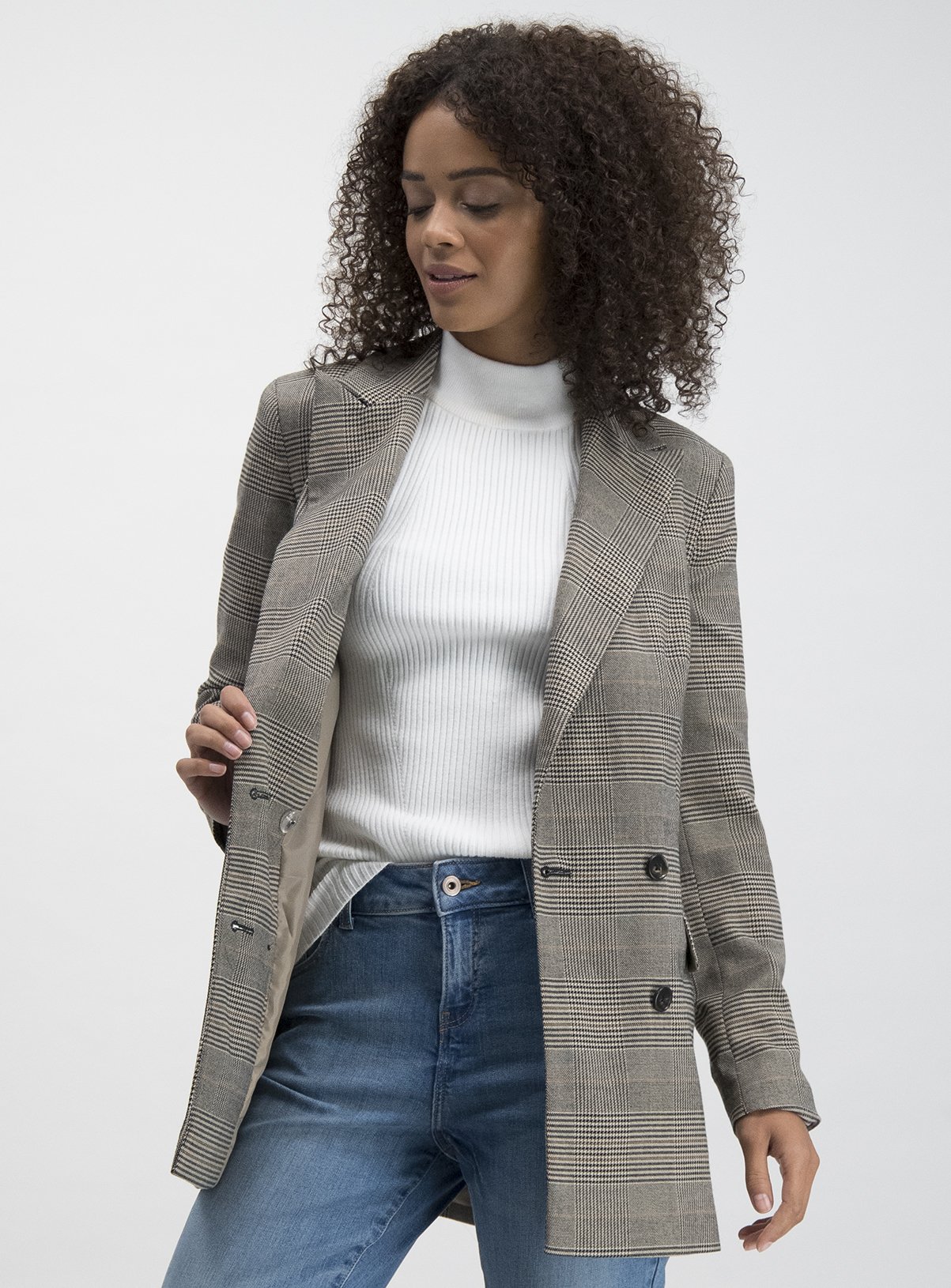 brown check jacket womens