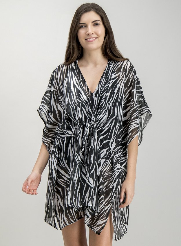 Womens Monochrome Zebra Print Kaftan Cover-Up | Tu clothing