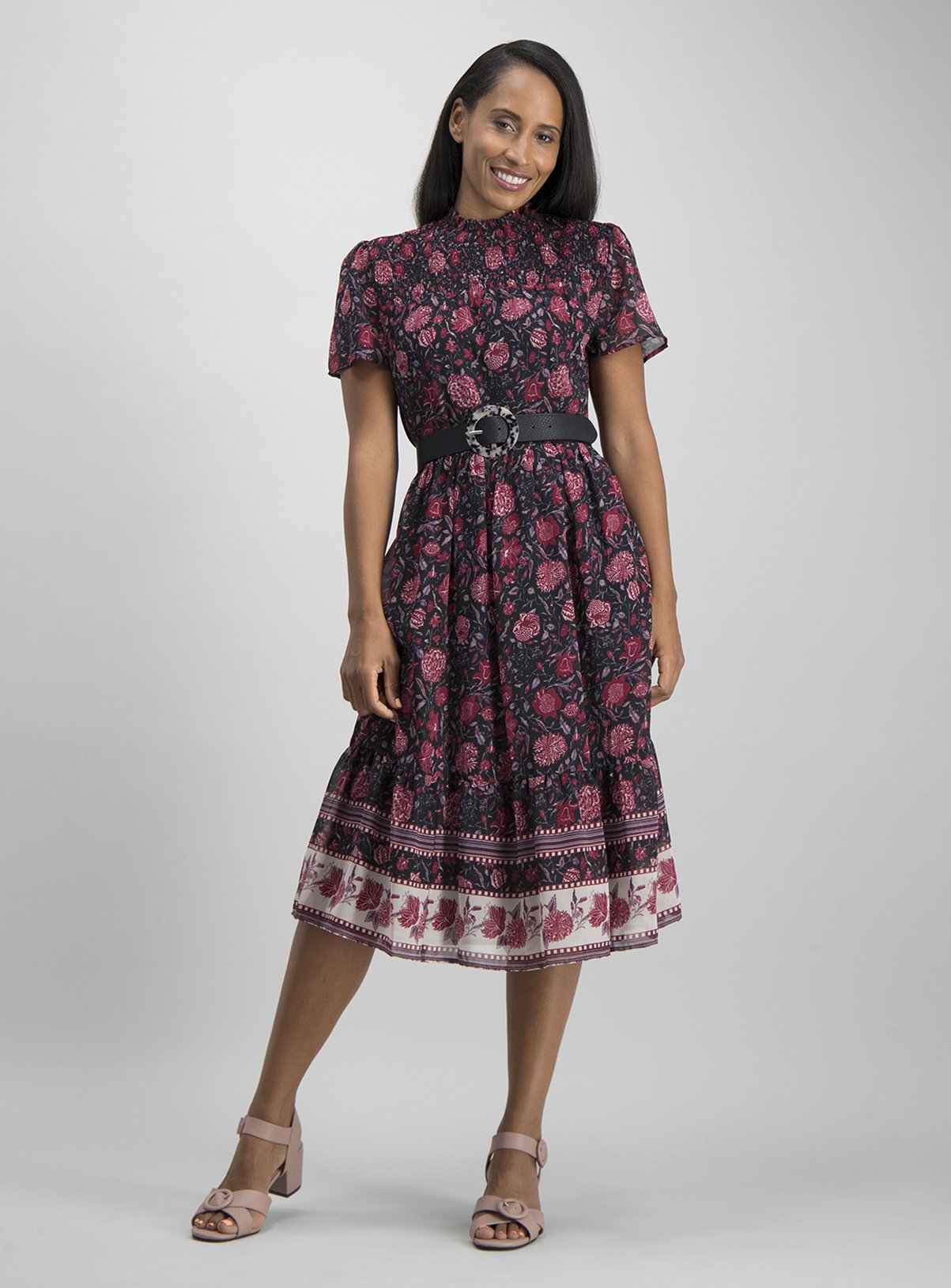 dark pink midi dress