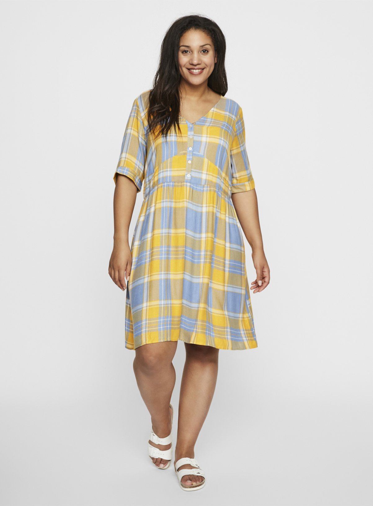 JUNAROSE Multicoloured V-Neck Check Dress Review