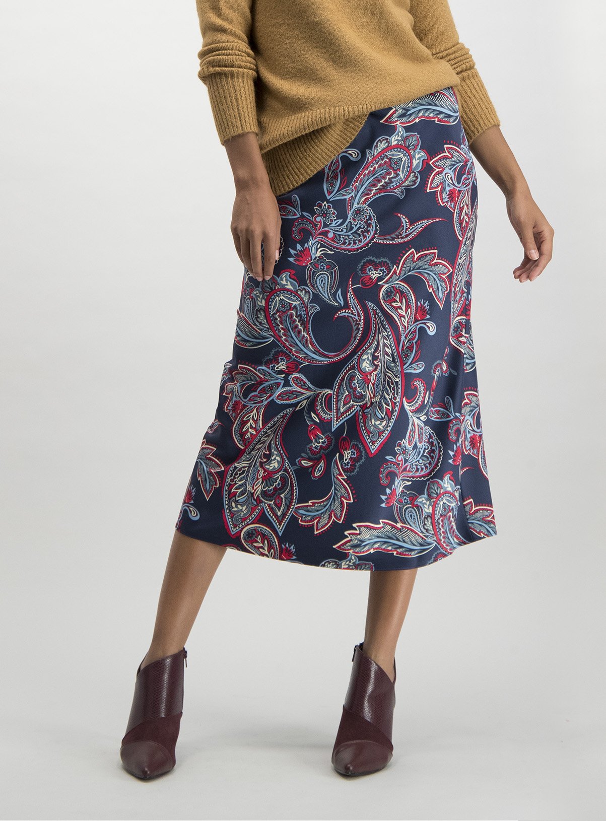 paisley print midi skirt