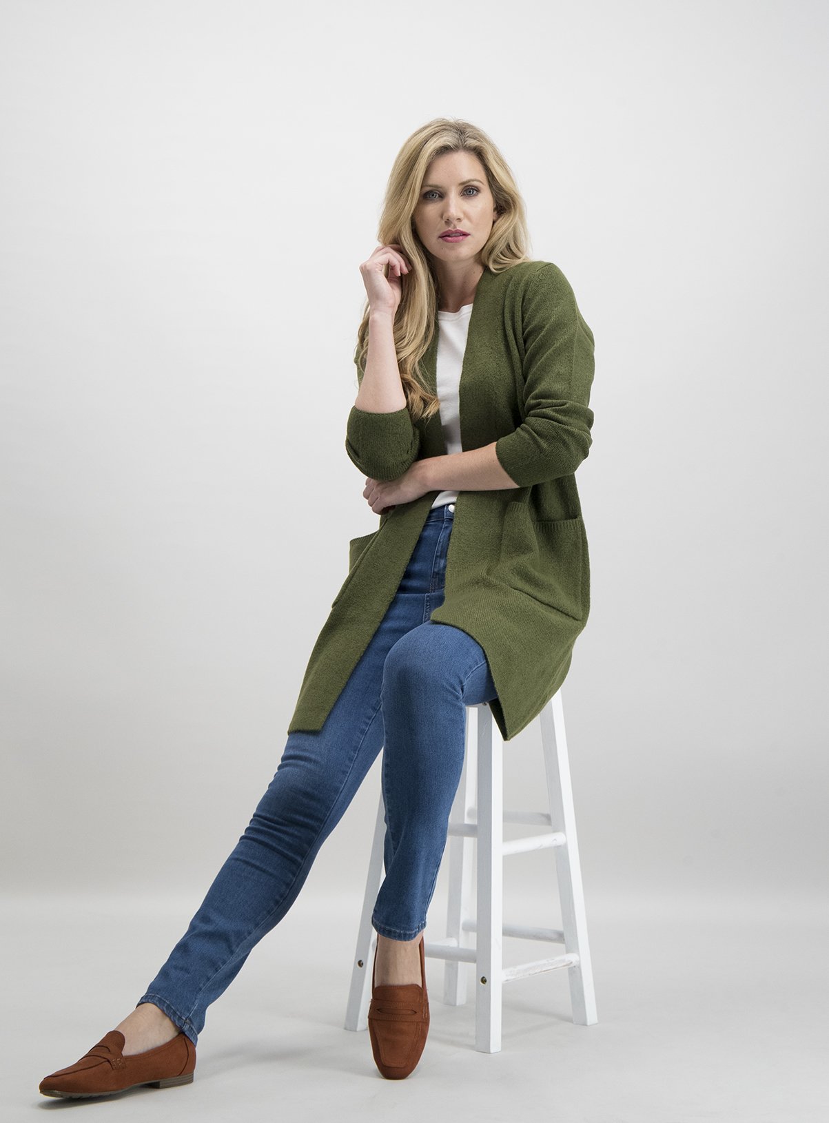 khaki knit cardigan
