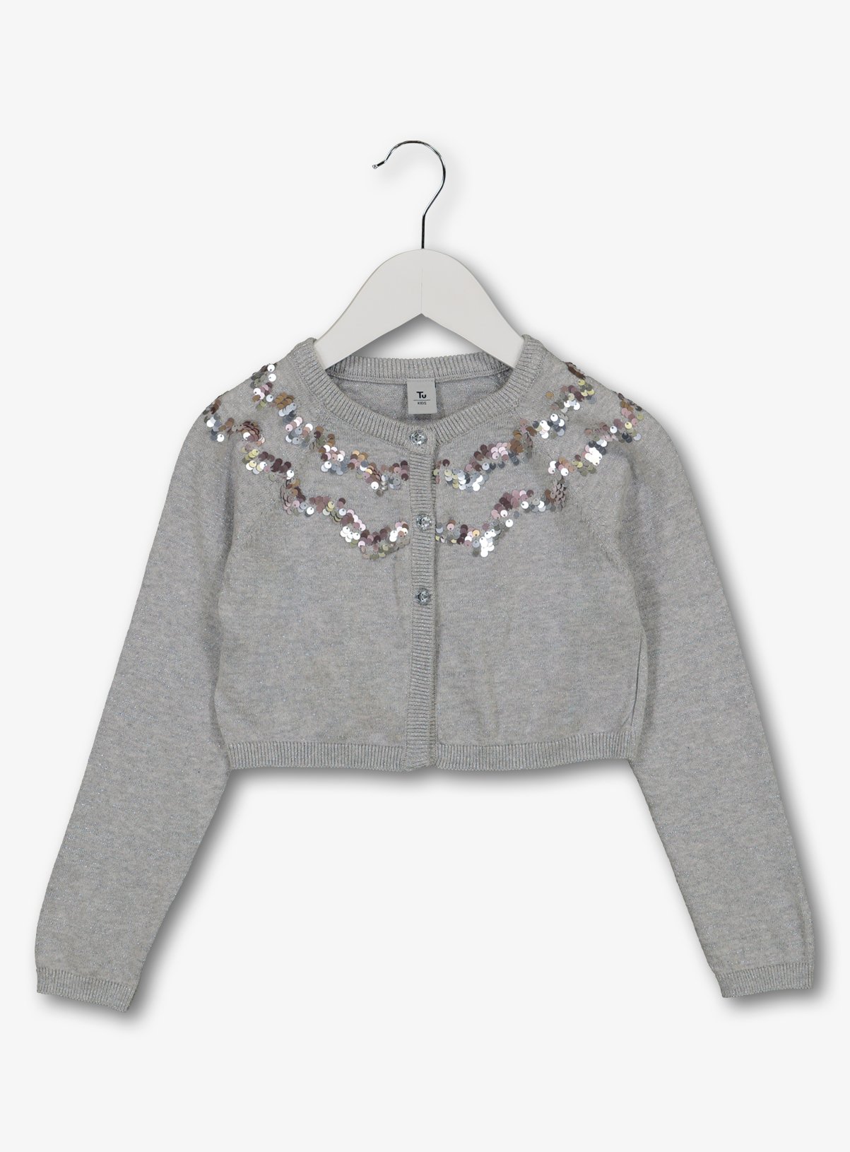 grey sequin cardigan