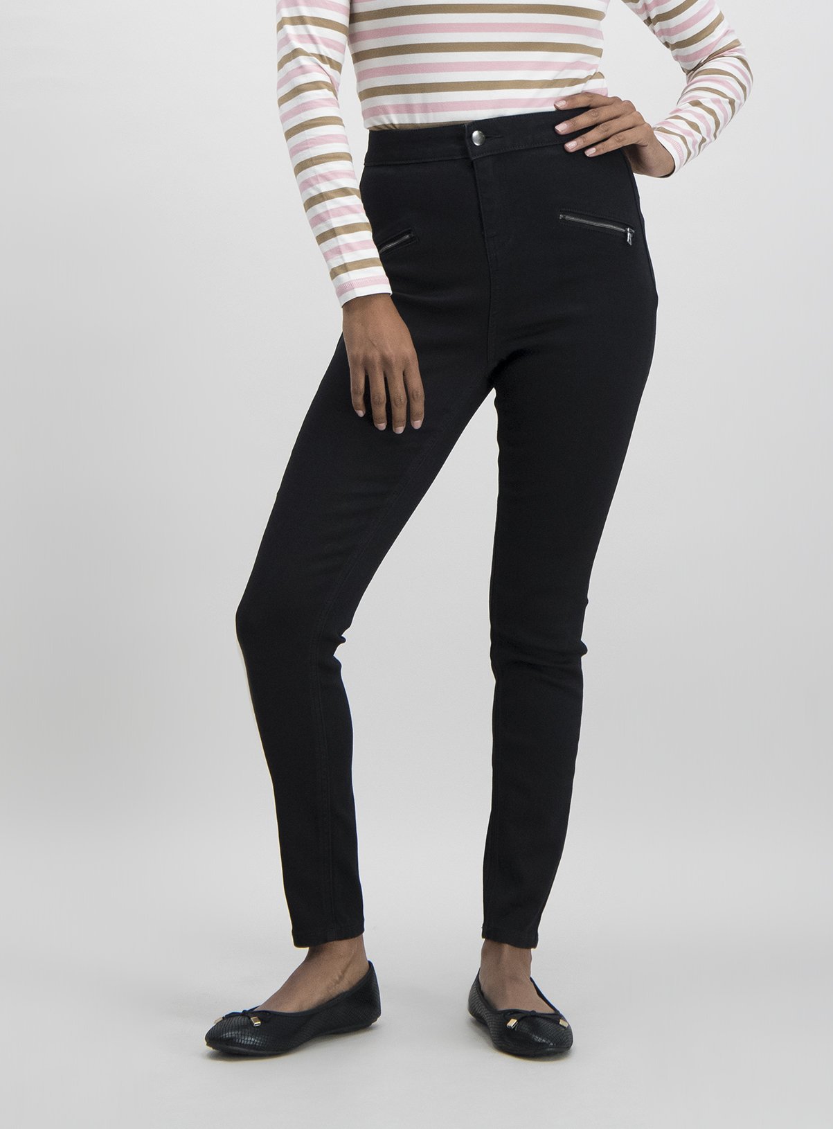 black skinny jeans with zip detail